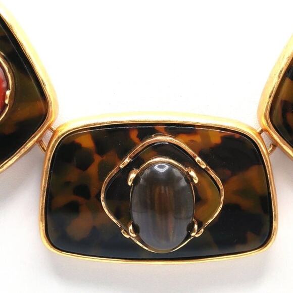 Signed CHICO'S Faux Red Jasper Tiger Eye Necklace, New With Tags, 23 Inches - Picture 3 of 8